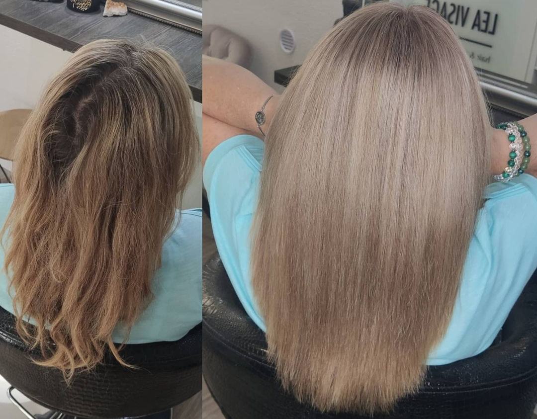 steam straightener before and after