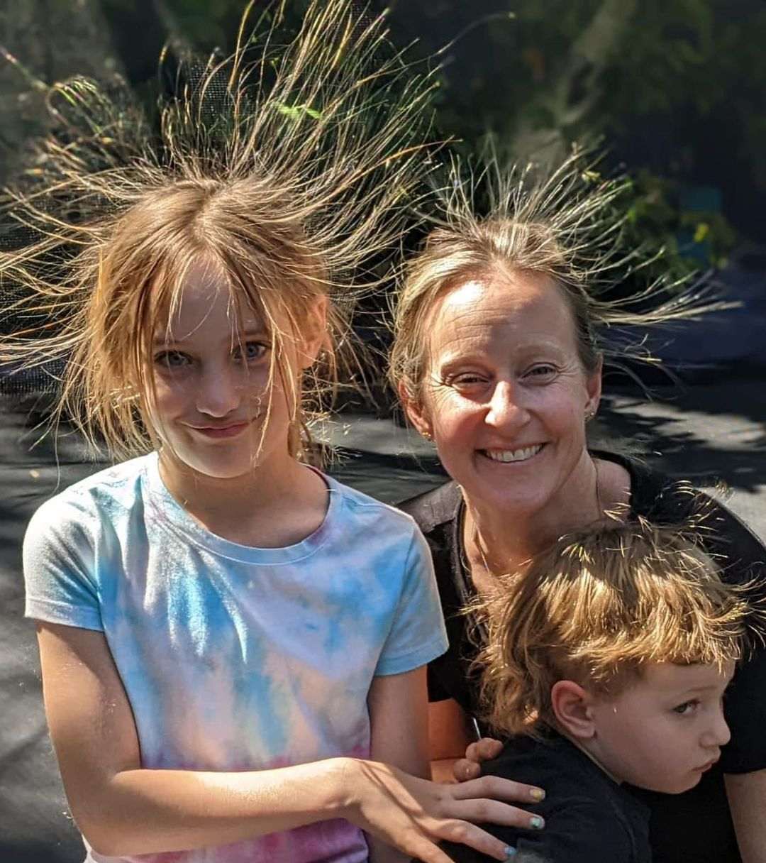 hair sticking straight up from static electricity