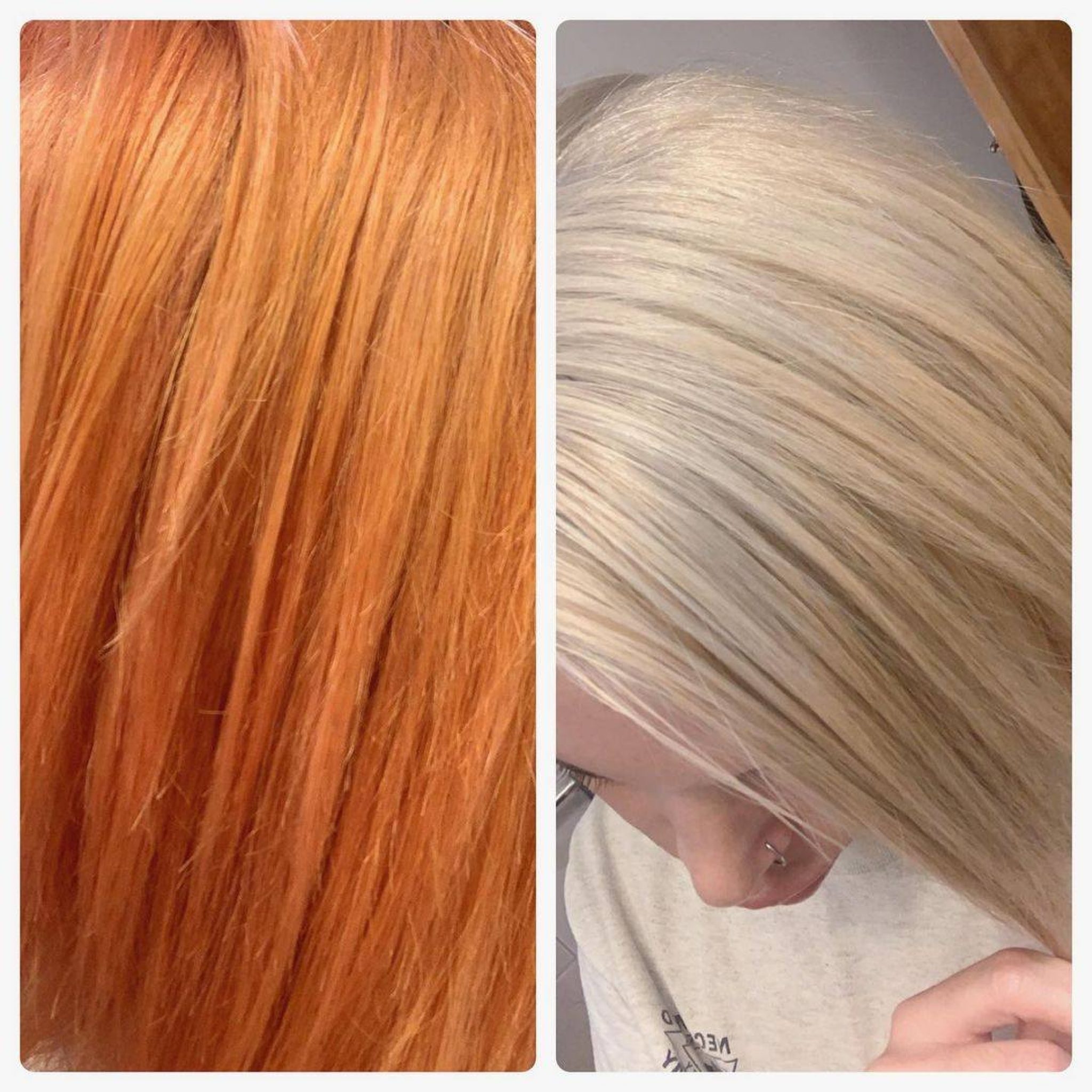 Wella T14 Before and After on Orange, Yellow, Dark Hair