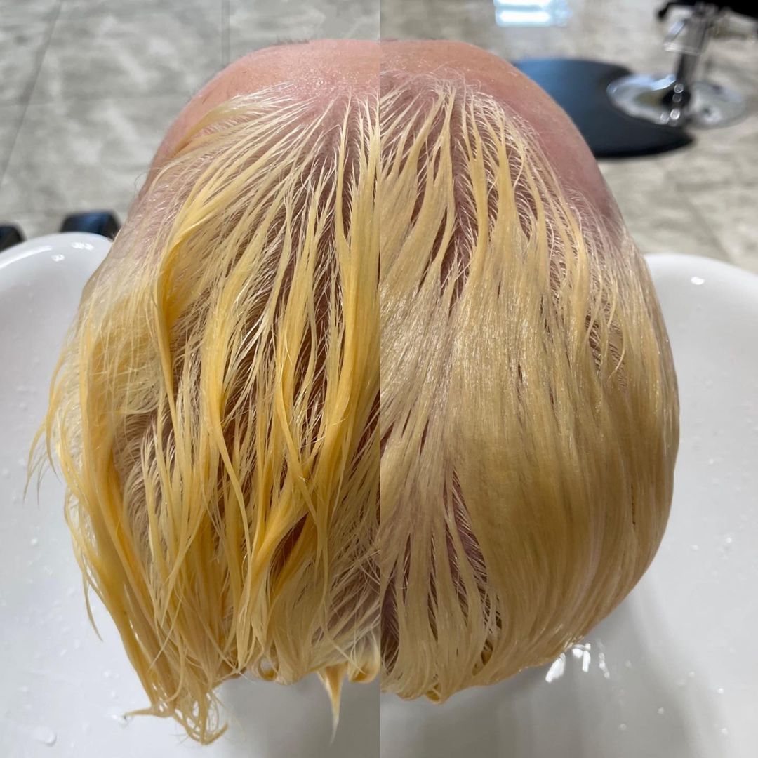 purple shampoo before and after on natural blonde 