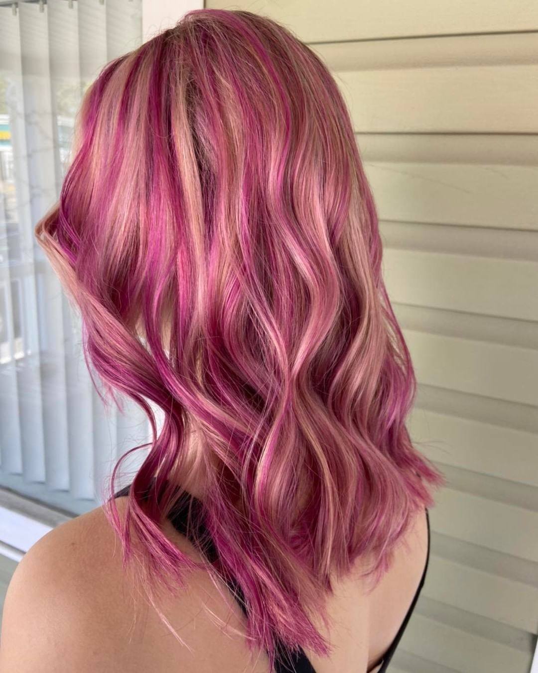 blonde hair with hot pink highlights