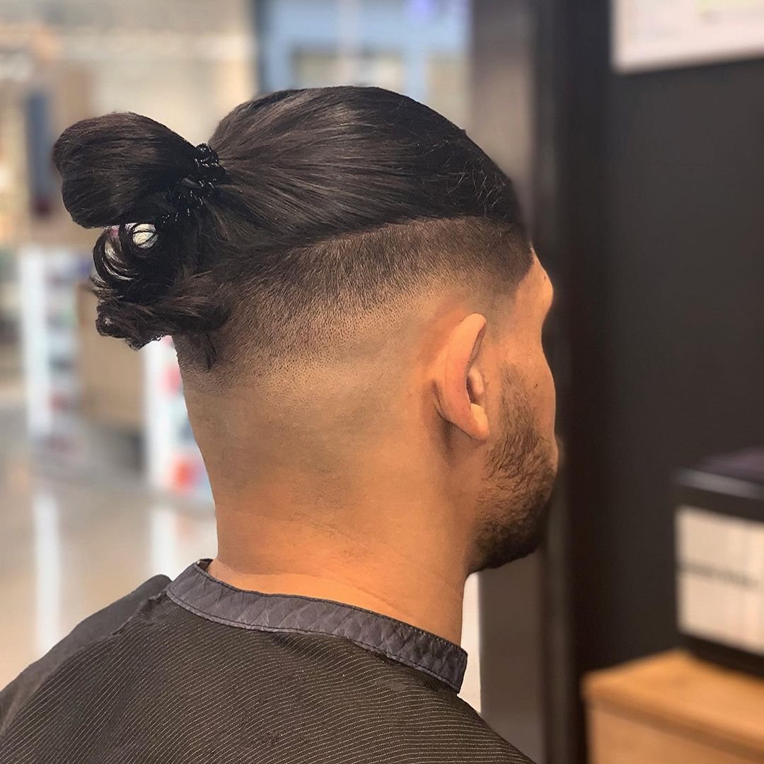 High Fade with Top Knot