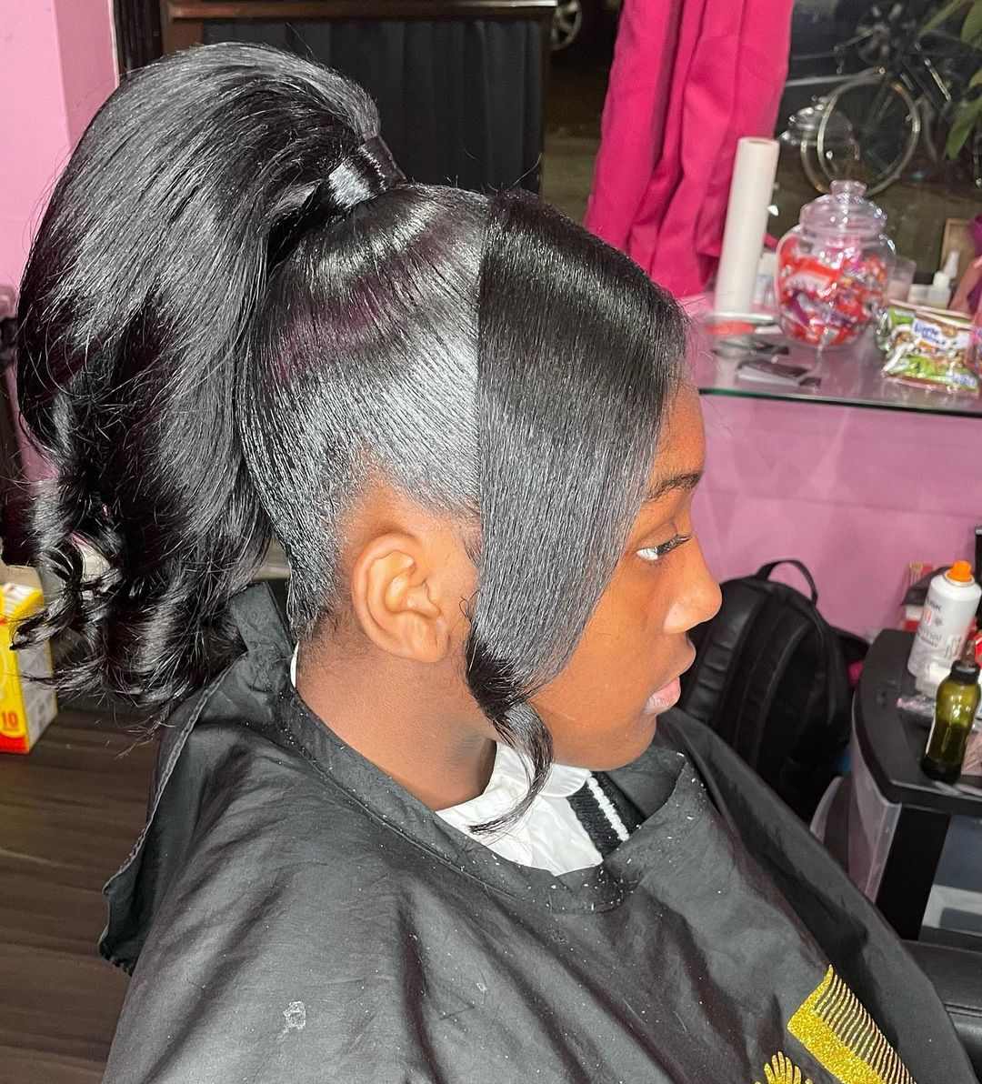 Barbie ponytail with bang