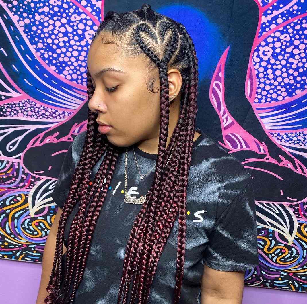 Box braids with heart on side