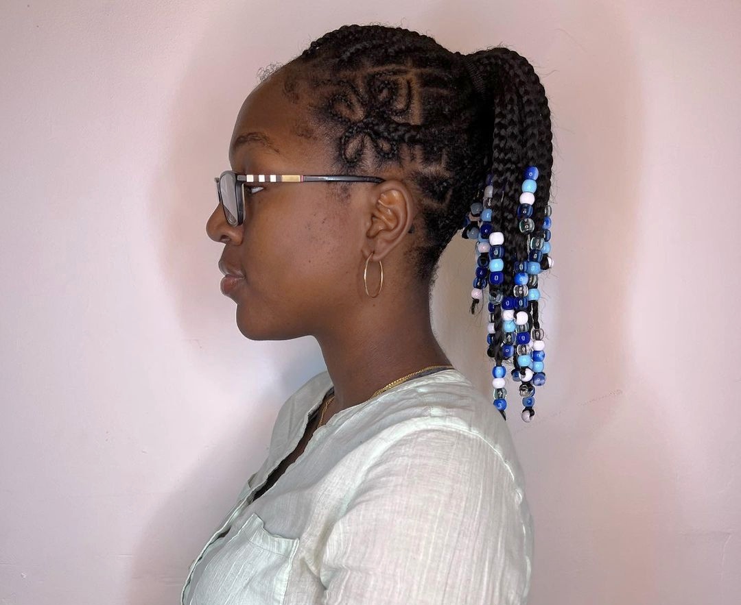 Criss cross braids with beads