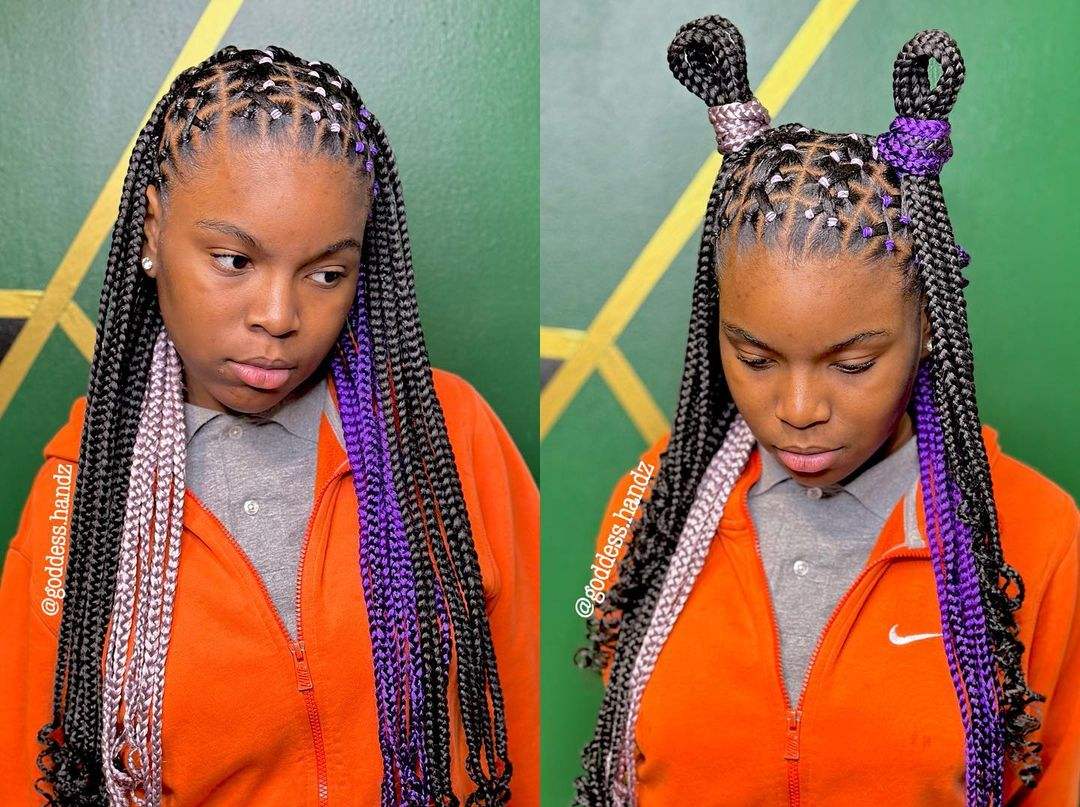 Criss cross braids with color
