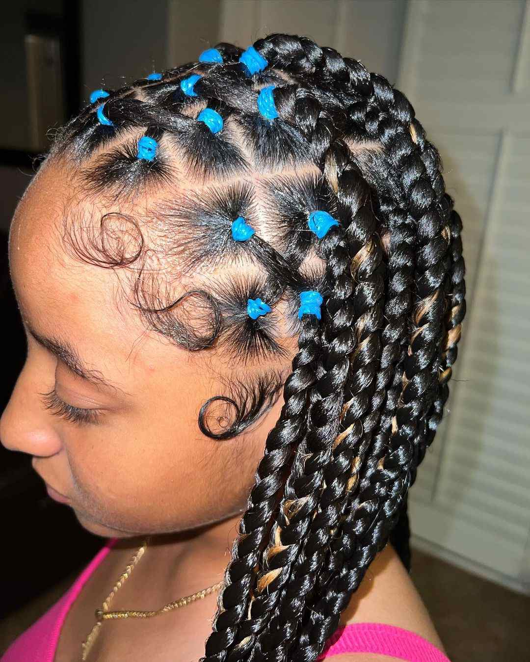 Criss cross braids with rubber bands