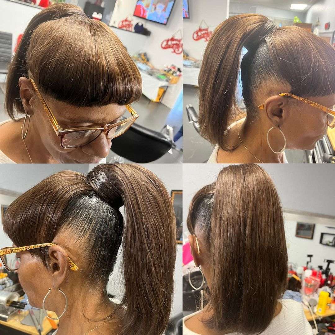 Fake bang with ponytail
